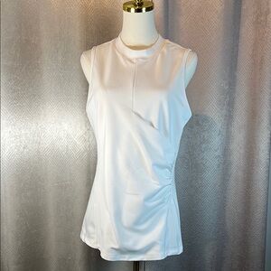 Athleta White  Tank Top Crew Neck Sleeveless Ruched Side sizeL.           ordrA3